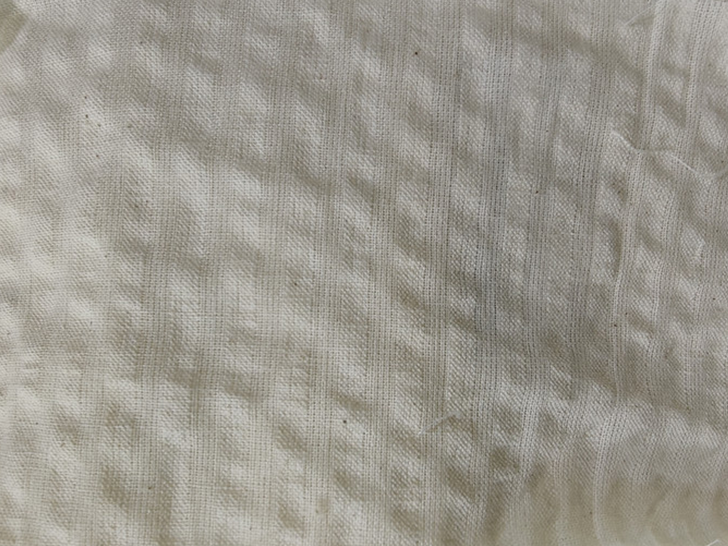 Cream Abstract Greige Seer Sucker Pure Cotton Fabric