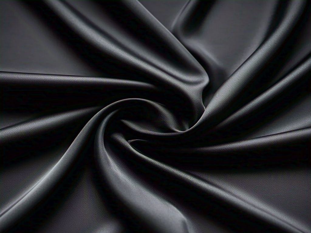 Onyx Gleam Black Satin Plain Fabric