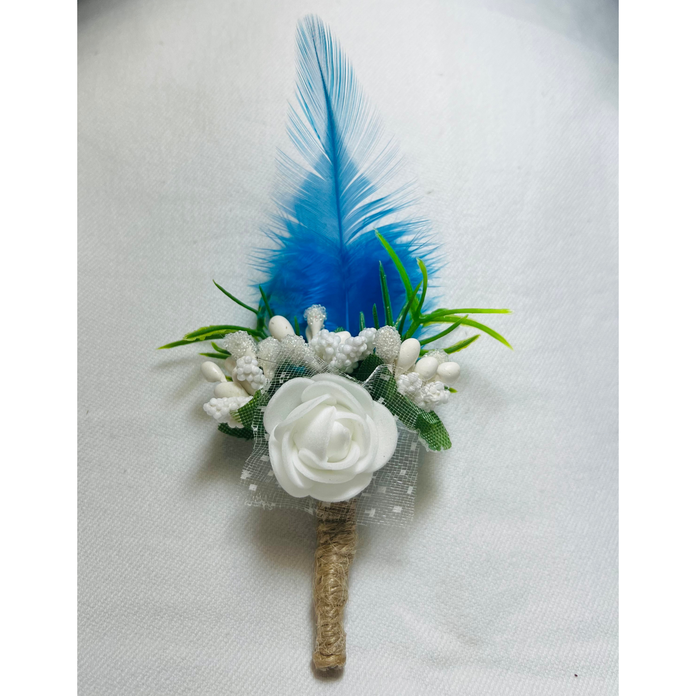 Multicolor Faux Feather Flower Brooch