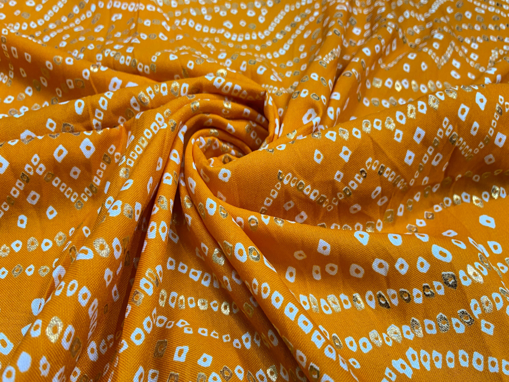 Classical Orange Bandhani Print Pure Cotton Fabric