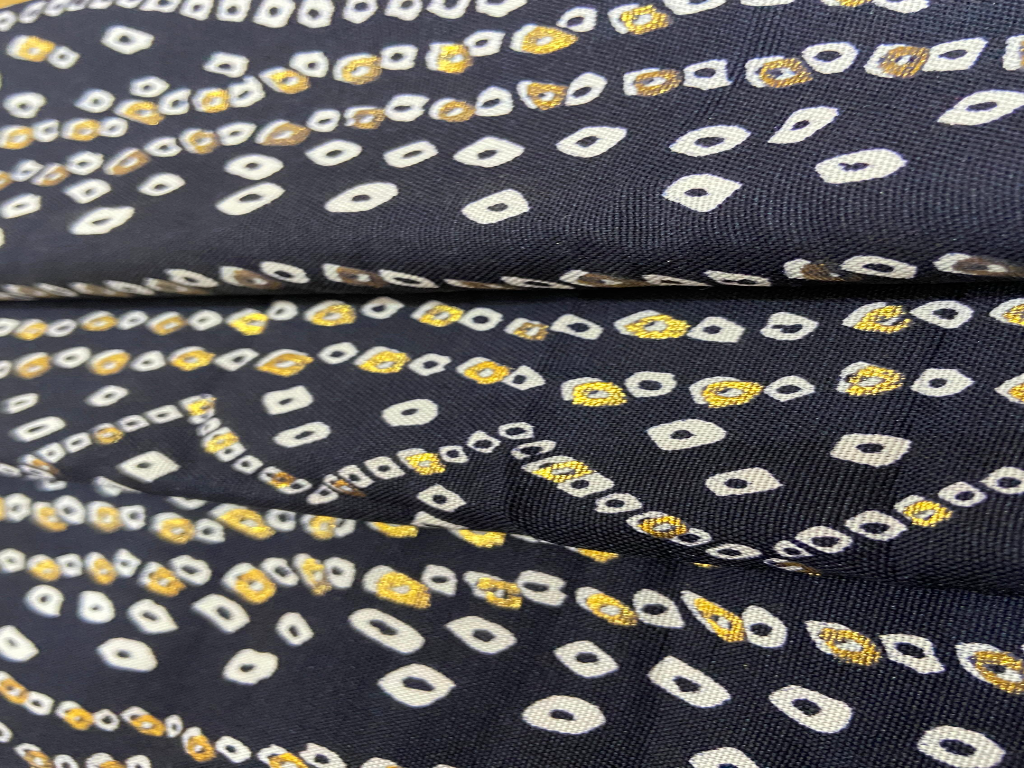 Classical Navy Blue Bandhani Print Pure Cotton Fabric