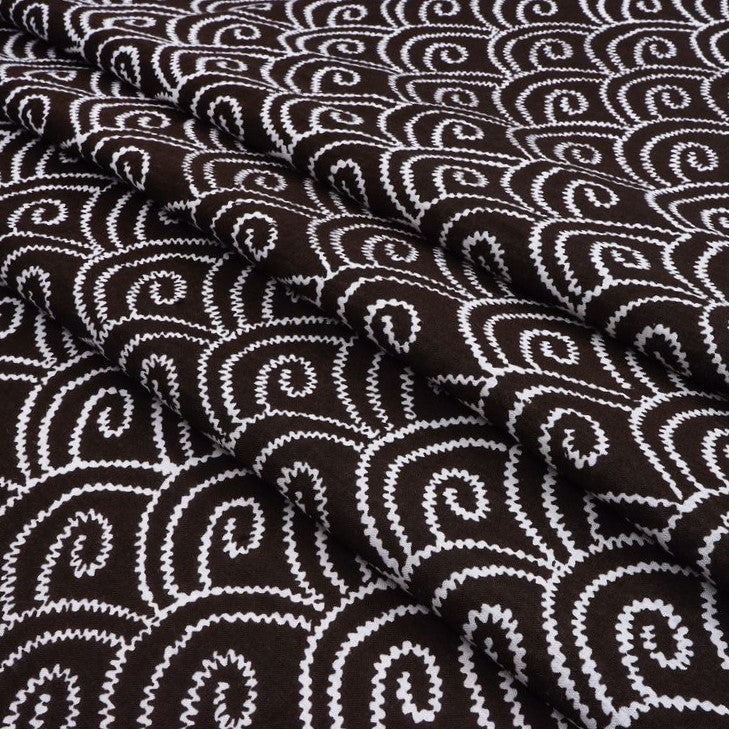 Brown & White Traditional Printed Pure Cotton Fabric