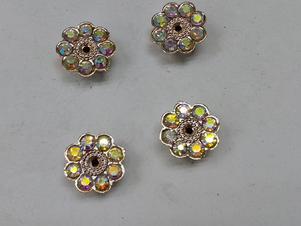 Light Rose Gold Rainbow Flower Plastic Stone