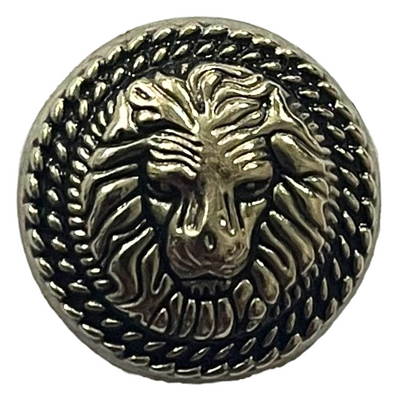 Black & Silver Fearless Lion Face Shaped 1 Hole Round Metal Buttons