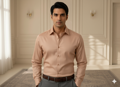 हल्का पीच सादा ग्लेज्ड कॉटन कपड़ा (थोक)