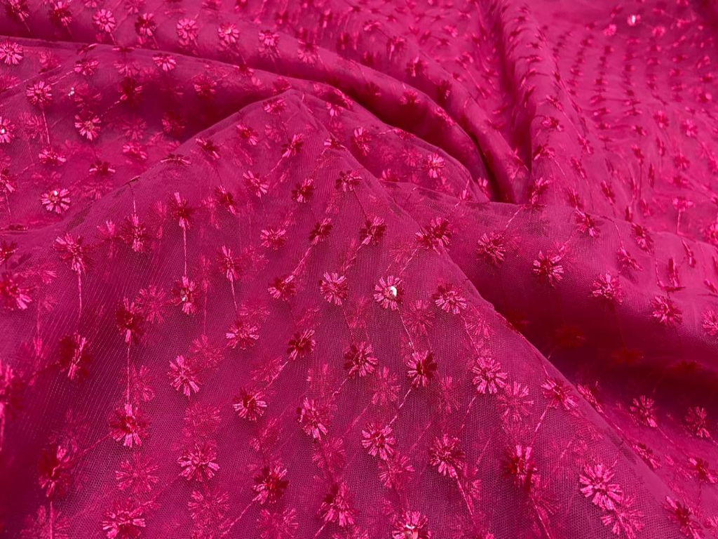 Sparkling Raspberry Pink Traditional Shiffly Mono Nylon Net Fabric