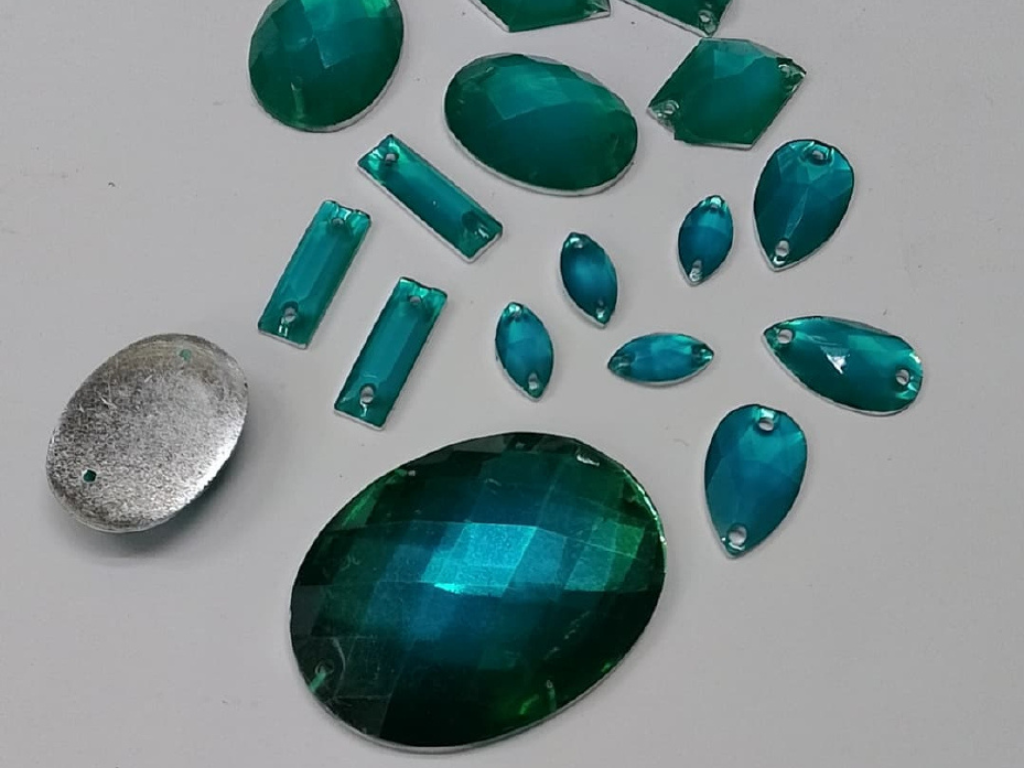 Dark Turquoise Assorted Mix 2 Hole Plastic Stones