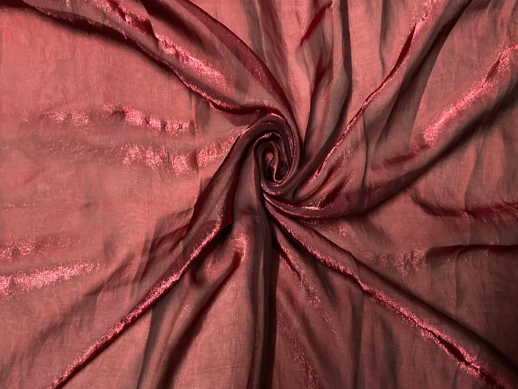 Luxuries Blooming Burgandy Heavy Fendi Silk