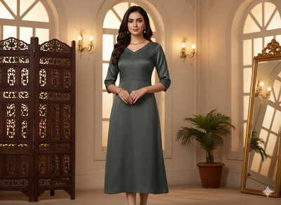 Charcoal Gray Plain Malai Satin Fabric