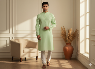 Pista Green Plain 100% Pure Mul Mul Cotton