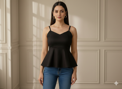 जेट ब्लैक प्लेन अमेरिकन जॉर्जेट फ़ैब्रिक