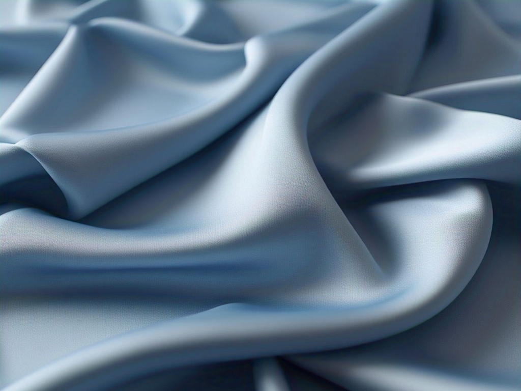 Blue Plain Blooming Powered Satin Fabric