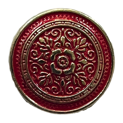 Red & Silver Eye Catchy Floral 1 Hole Round Metal Buttons