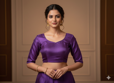 Purple Plain Bangalore Raw Silk Fabric  (Wholesale)