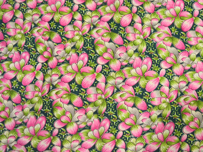 Blue Floral Digitally Printed Butter Crepe Fabric