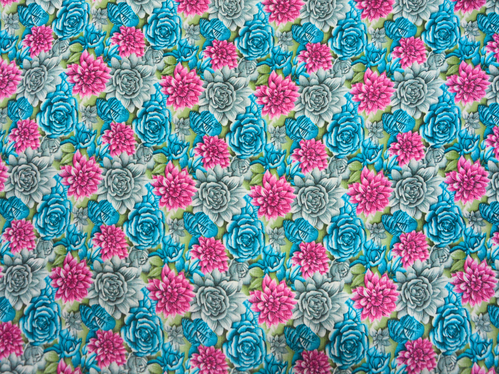 Multicolour Floral Digitally Printed Butter Crepe Fabric