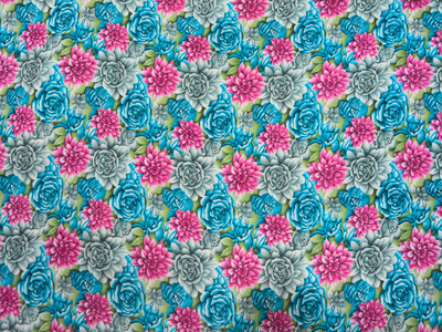 Multicolour Floral Digitally Printed Butter Crepe Fabric
