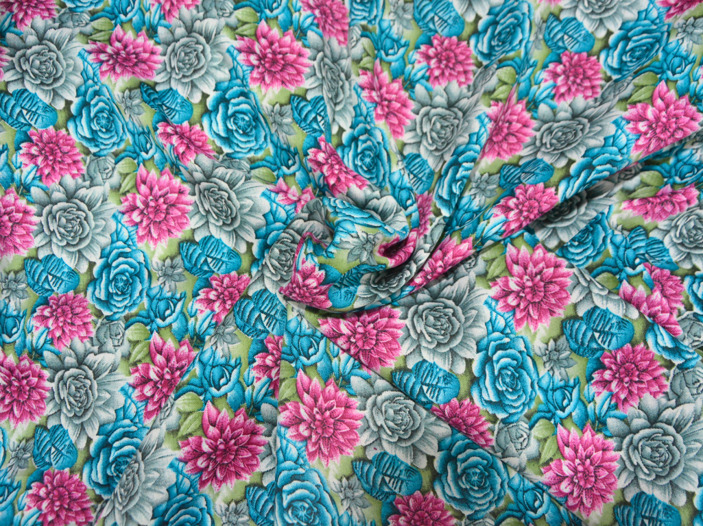 Multicolour Floral Digitally Printed Butter Crepe Fabric
