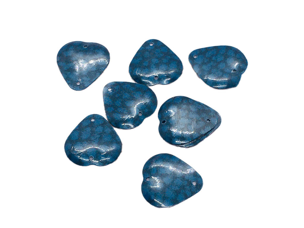 Dark Blue Dual Tone Heart 2 Hole Plastic Sequins