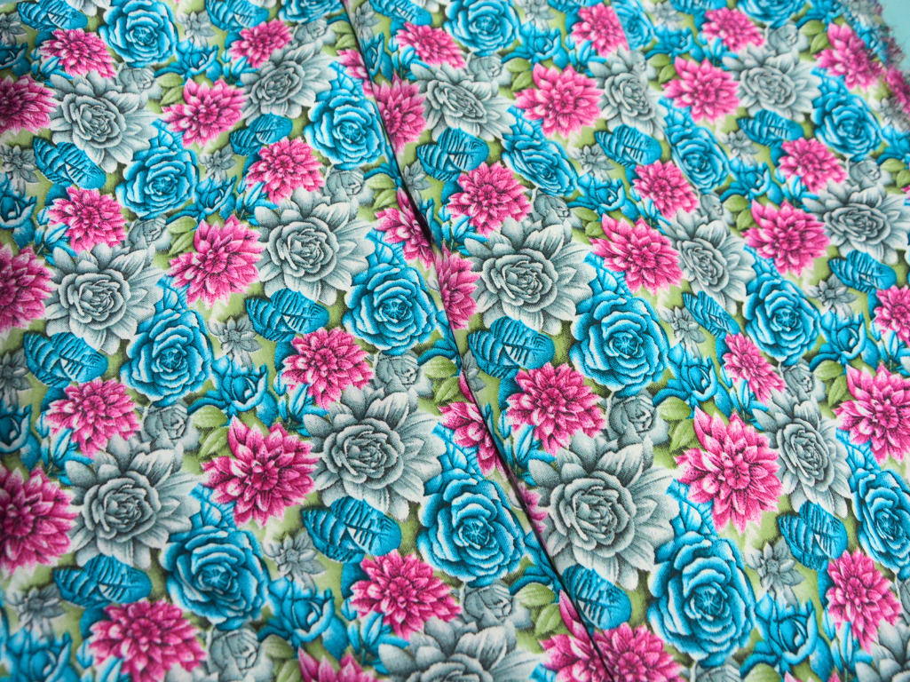 Multicolour Floral Digitally Printed Butter Crepe Fabric