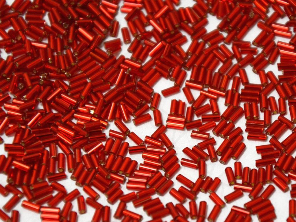 Preciosa Red Silverline Bugle Beads | The Design Cart (4350362878021)