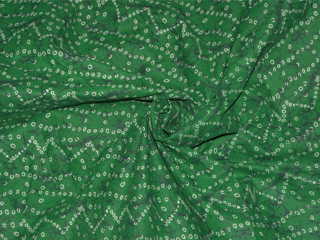 Forest Green Traditional Bandhani Printed Cotton Fabric