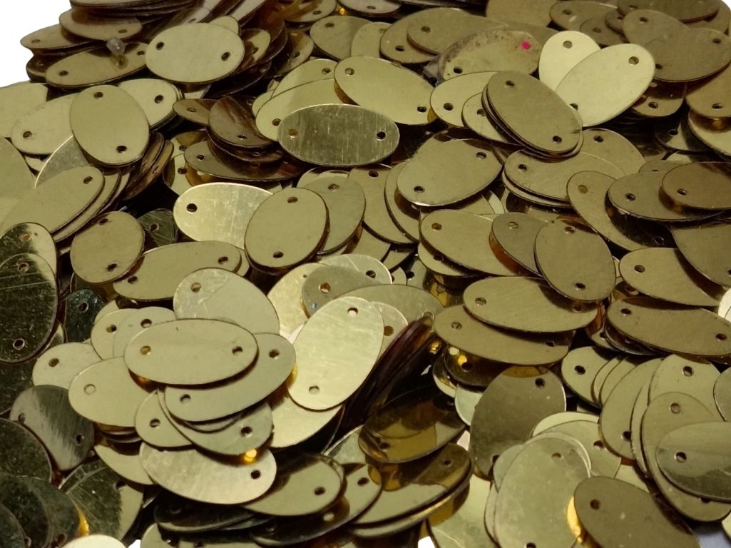 Golden Oval One Hole Plastic Sequins