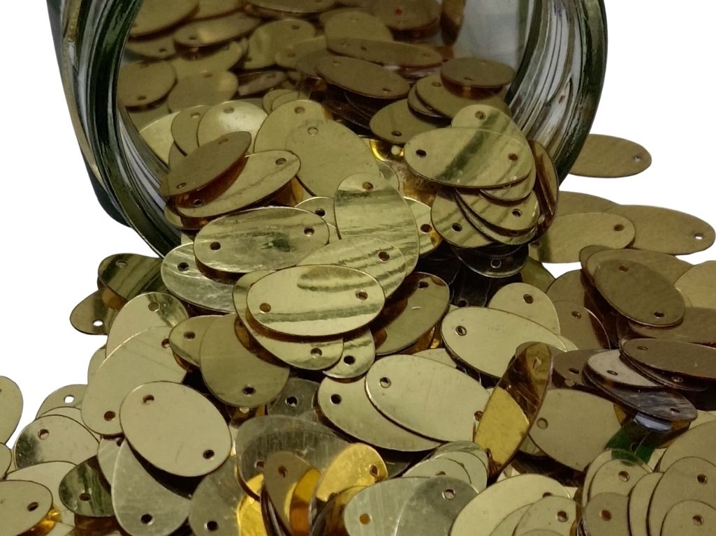 Golden Oval One Hole Plastic Sequins