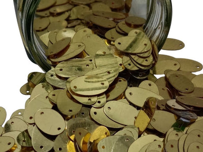 Golden Oval One Hole Plastic Sequins