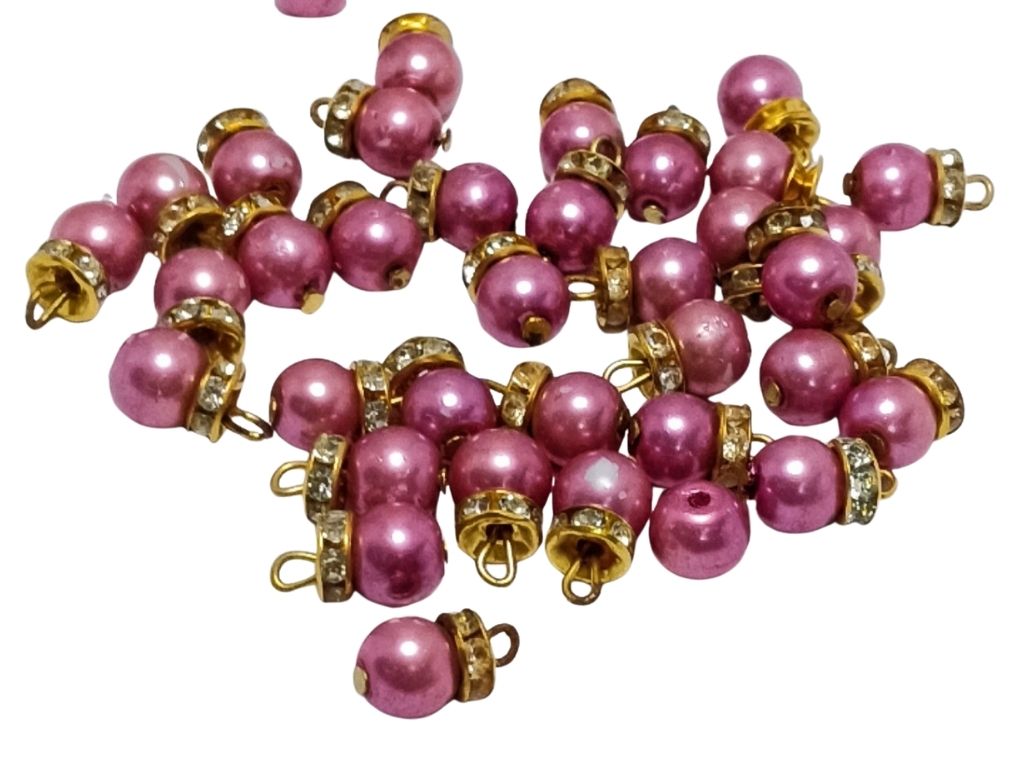 Metallic Pink Spherical Loreal Glass Beads