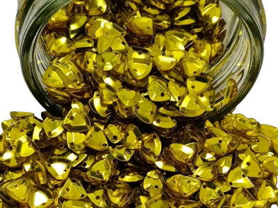 Golden Triangular One Hole Plastic Sequins