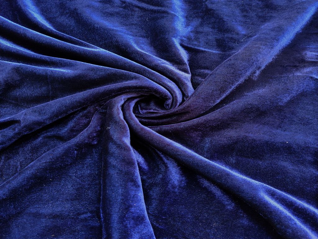 Navy Blue Plain Soft Viscose Velvet Fabric