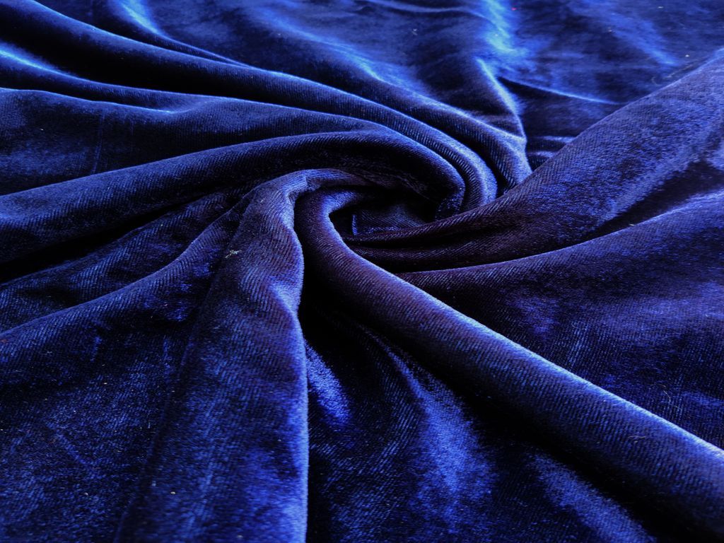 Navy Blue Plain Soft Viscose Velvet Fabric