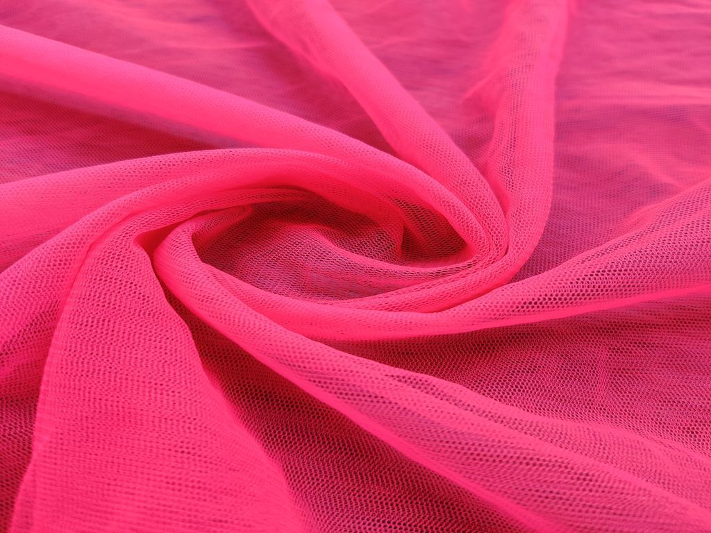 Neon Pink Plain Mono Net Fabric