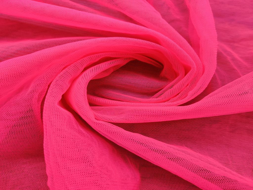 Neon Pink Plain Mono Net Fabric