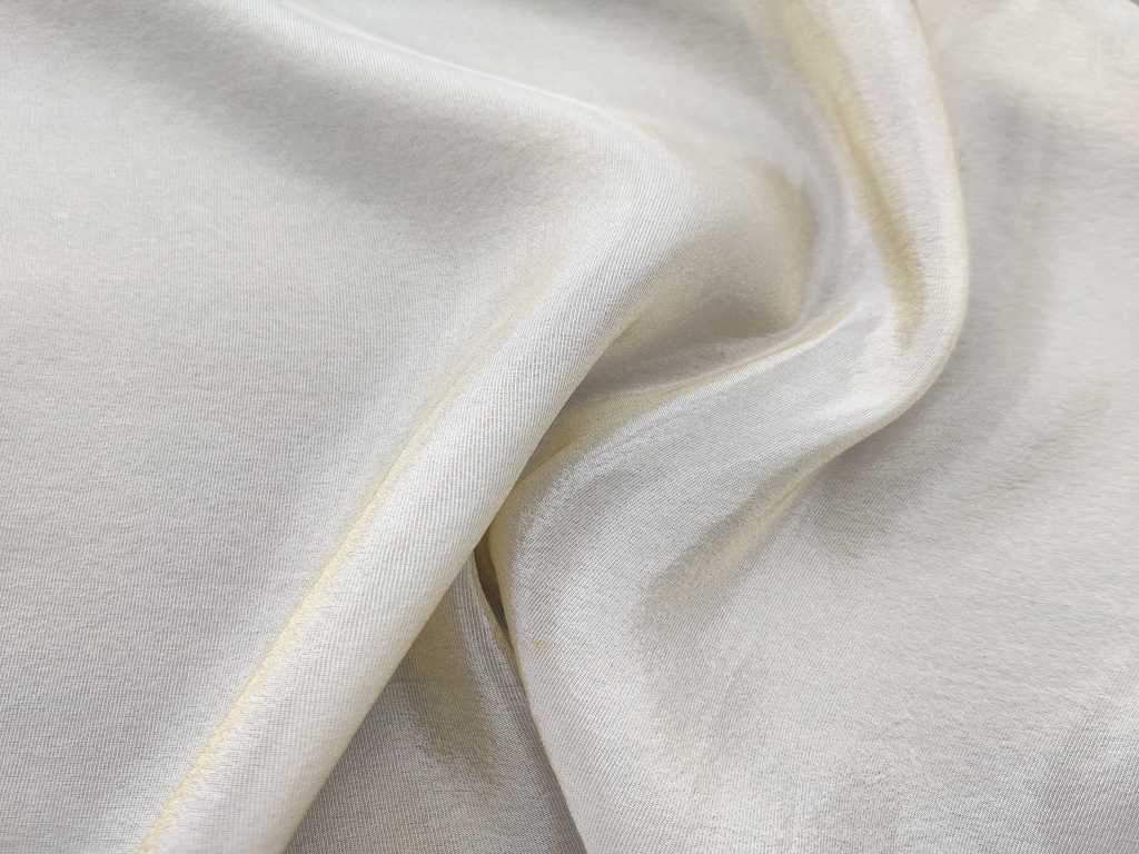 White Plain Dyeable Organza Silk Fabric With Golden Threads ( Wholesale )