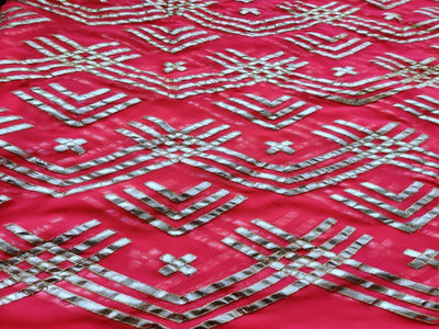 Pink & Golden Traditional Gota Patti Embroidered Georgette Fabric (Wholesale)