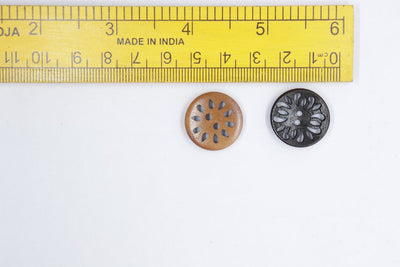 Multicolor Round Shape Flower Cut 2 Hole Wooden Button