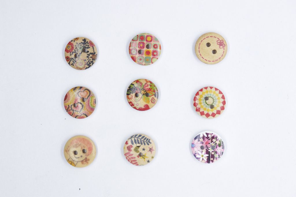 Multicolor Round Shaped Designer 2 Hole Wooden Buttons