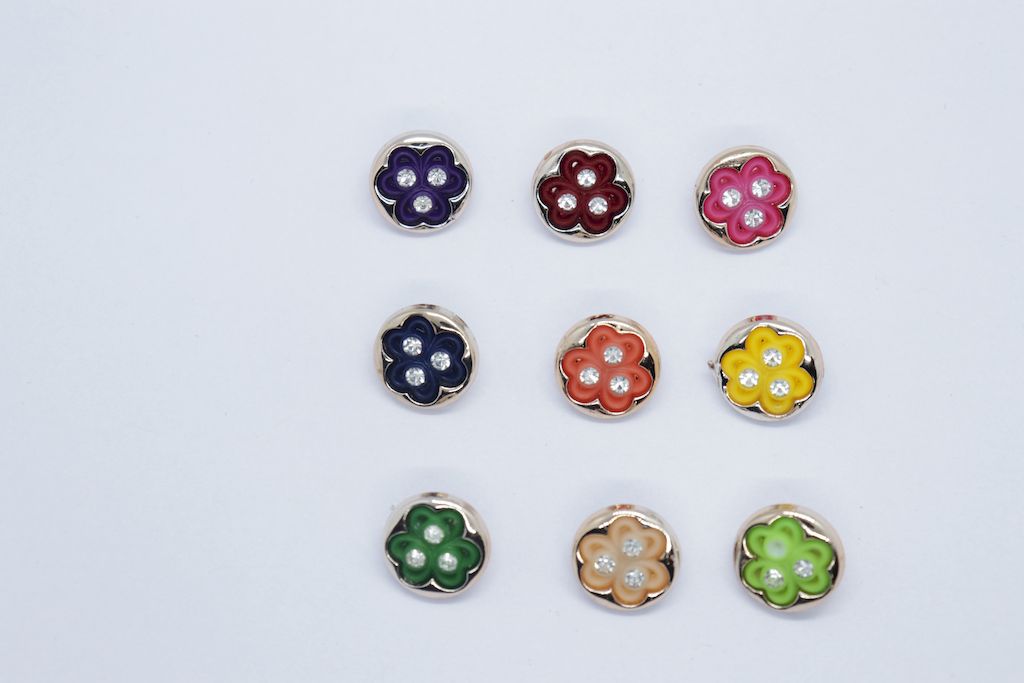 Multicolor Flower Shaped Acrylic Buttons