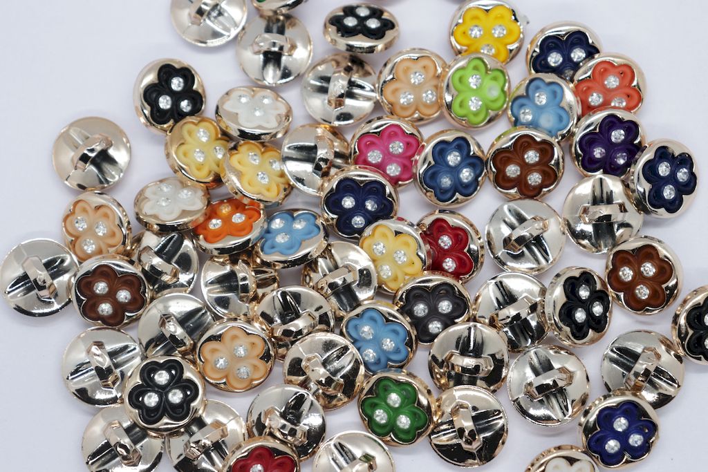 Multicolor Flower Shaped Acrylic Buttons