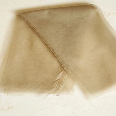 Dull Brown Plain Mono Net Fabric