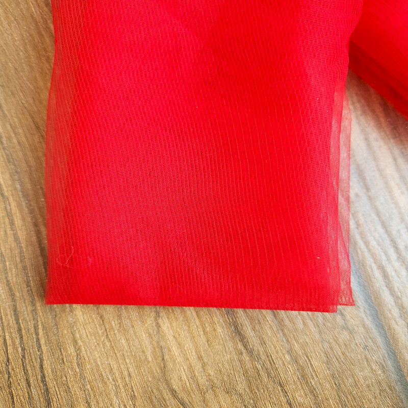 Cherry Red Plain Mono Net Fabric