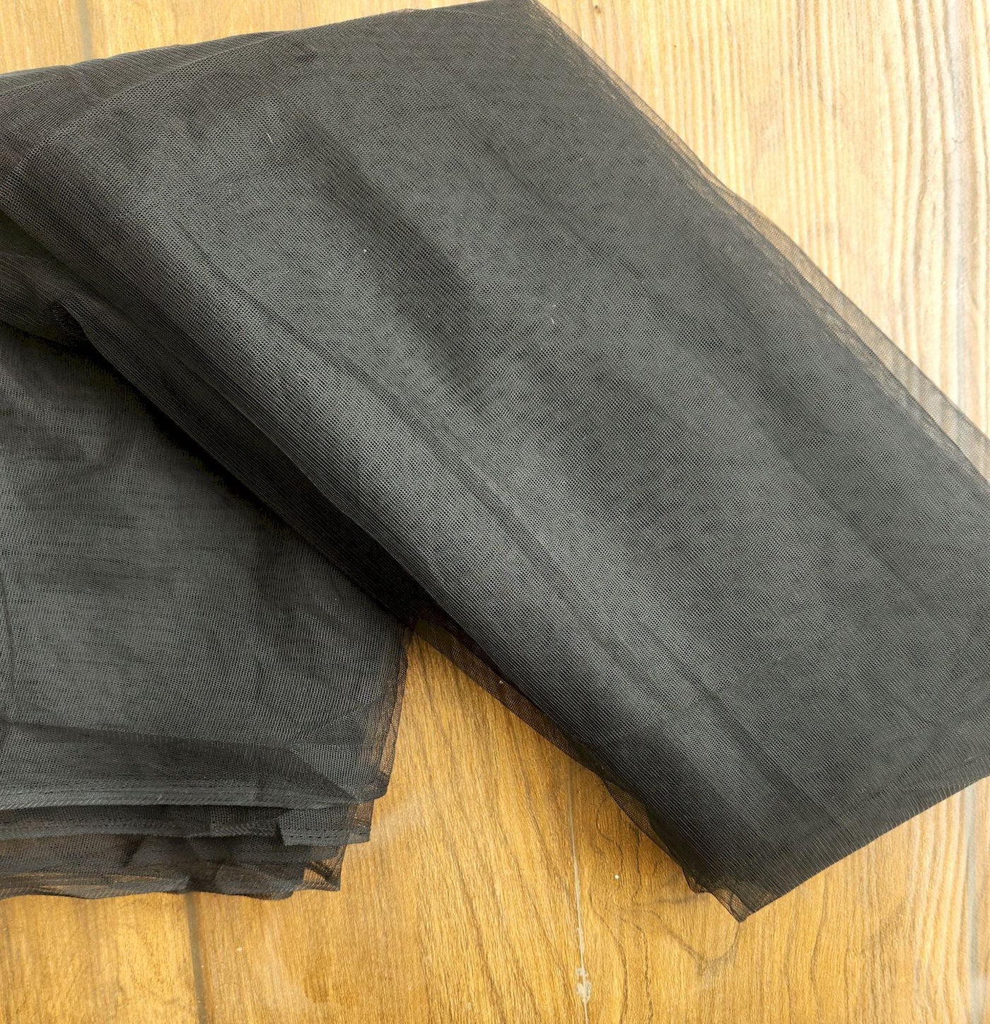 Jet Black Plain Mono Net Fabric (Wholesale)