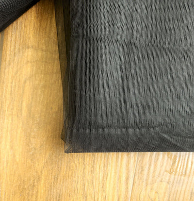 Jet Black Plain Mono Net Fabric (Wholesale)