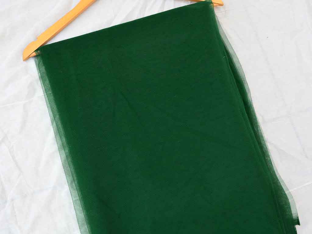 Dark Green Plain Net Fabric