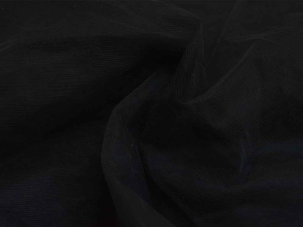 Jet Black Plain Net Fabric