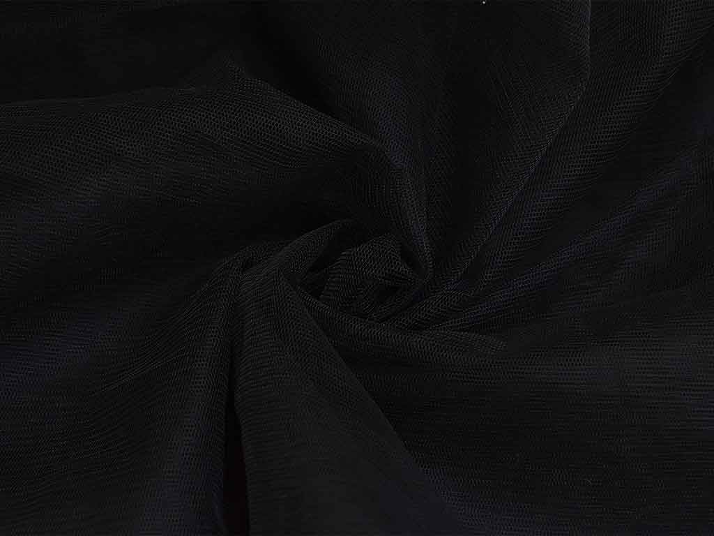 Jet Black Plain Net Fabric (Wholesale)