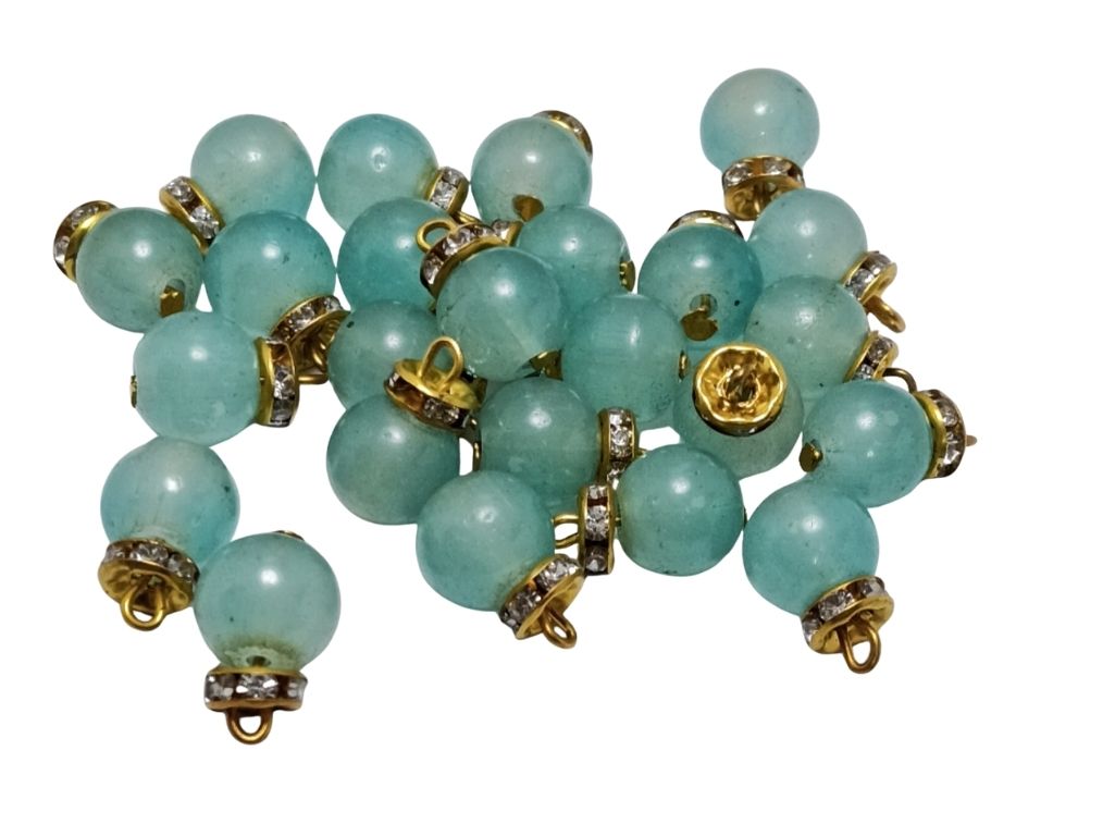 Teal Blue Spherical Loreal Glass Beads
