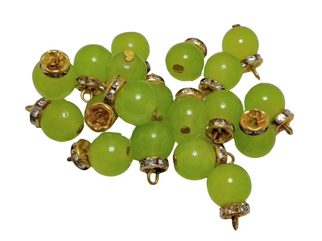Parrot Green Spherical Loreal Glass Beads